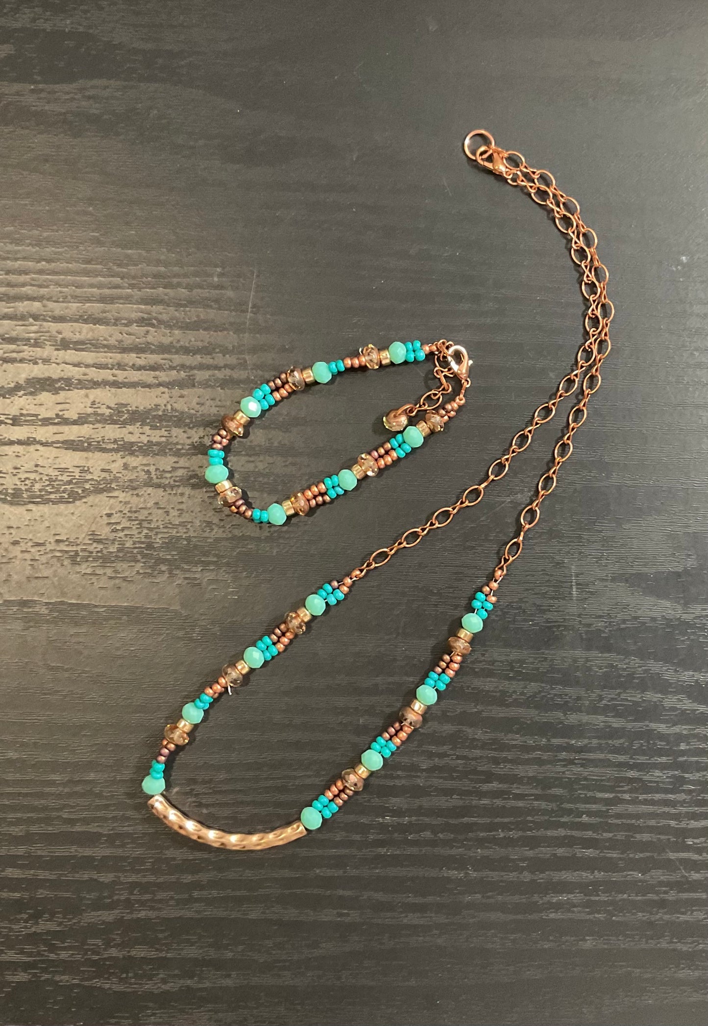 Artistic Rustic Hammered Necklace and Bracelet Set