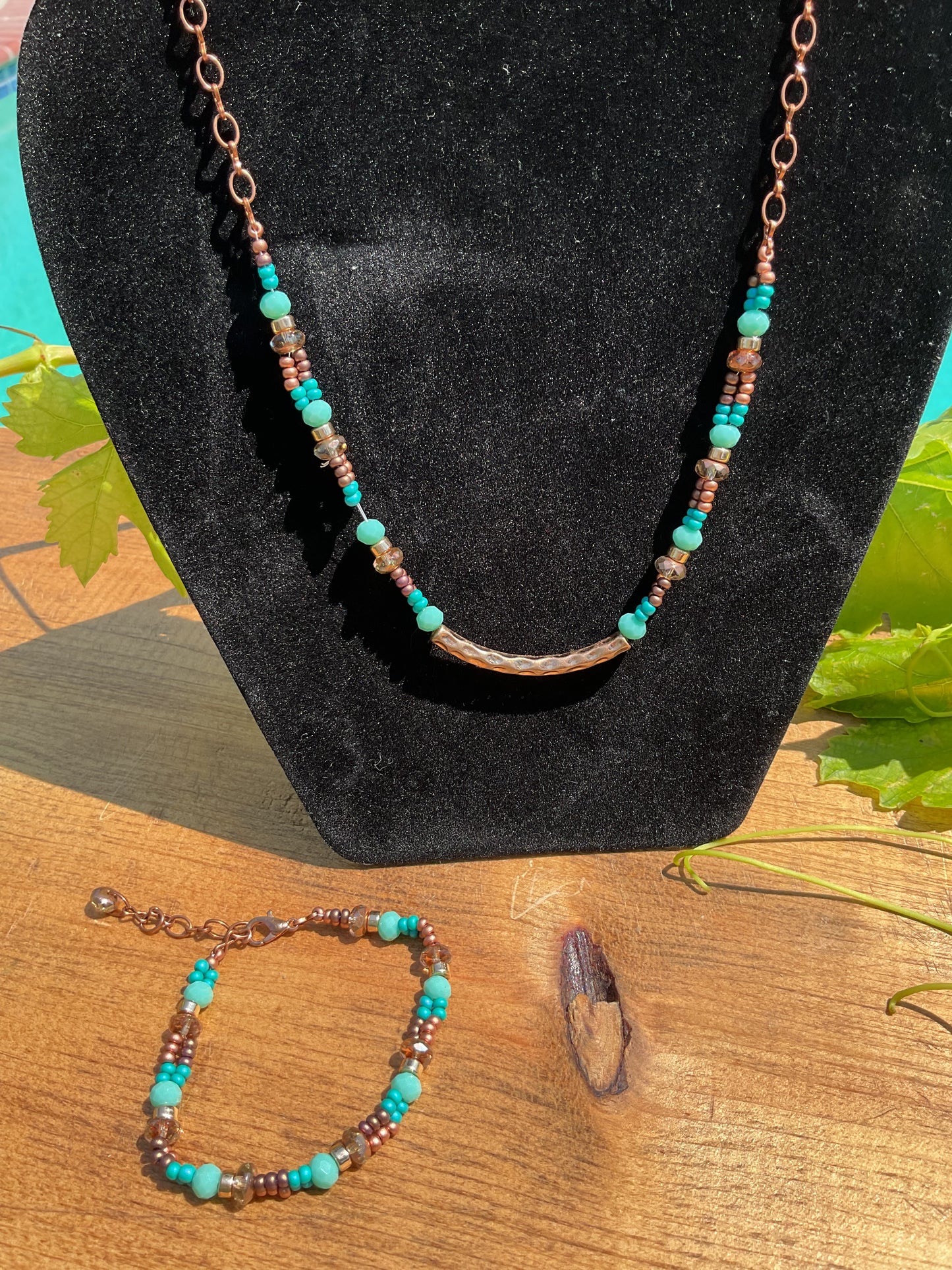 Artistic Rustic Hammered Necklace and Bracelet Set