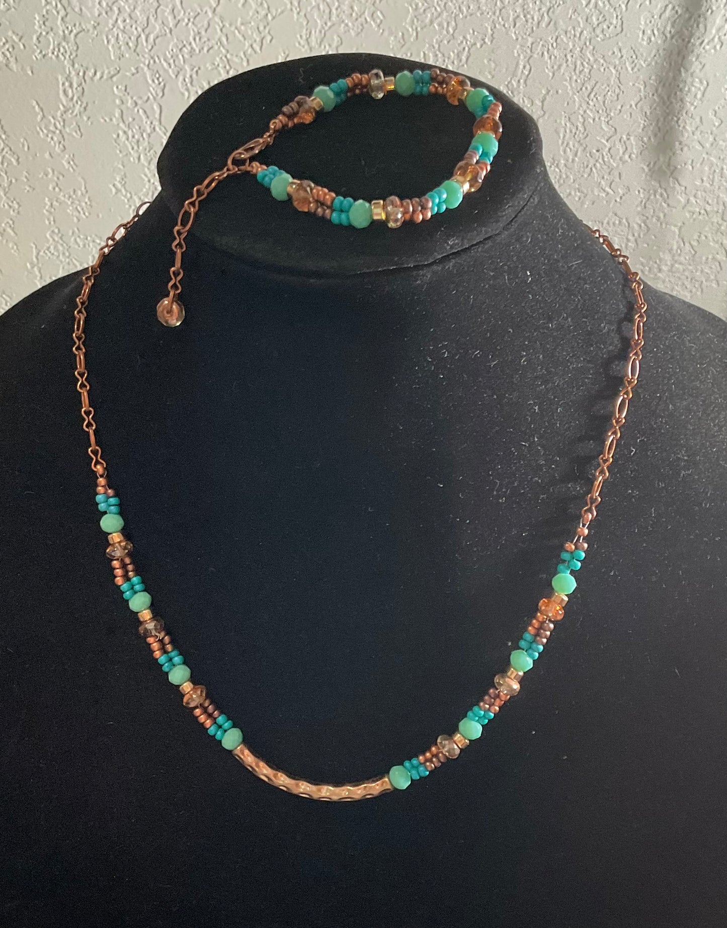 Artistic Rustic Hammered Necklace and Bracelet Set
