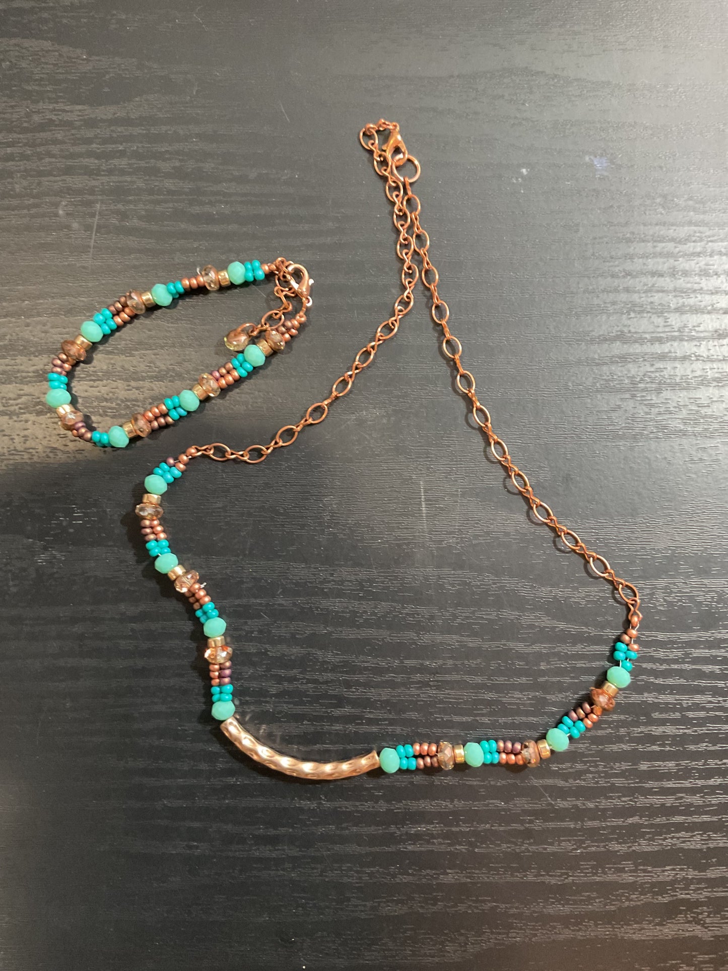 Artistic Rustic Hammered Necklace and Bracelet Set